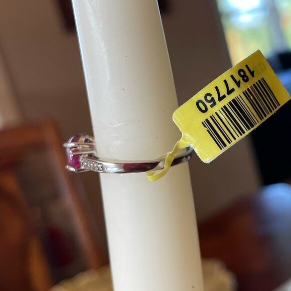 Ruby Ring Three Stone Platinum Sterling Silver Jewelry  Gemstone Birthstone - Picture 9 of 12